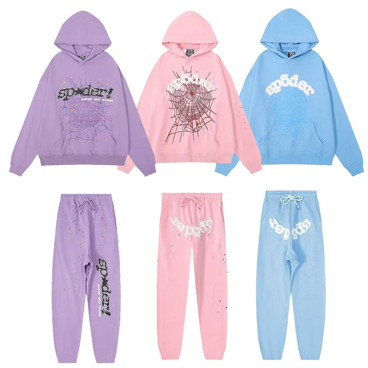 Loose men's and women's hooded pullover set with hats