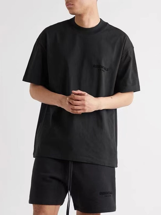 Cotton round-neck short-sleeved shirt
